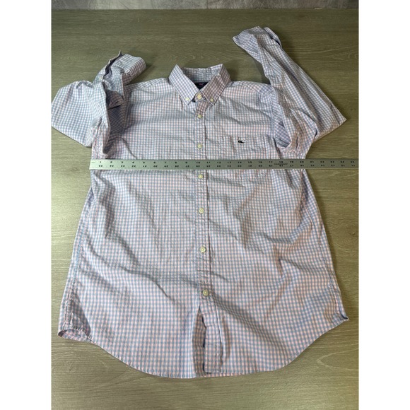 Vineyard Vines Slim Fit Tucker Shirt Mens Medium Pink Blue Gingham Button Down - Picture 9 of 12